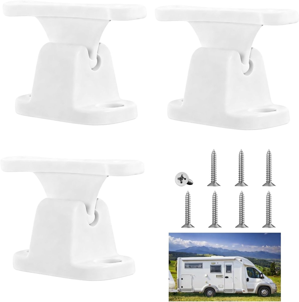 SnelShoppen - 3-delige Trailer Deurslot, Camper Deurslot, Robuuste Plastic Lock, Compatibel met Montage 35 mm en 48 mm, Veiligheidsaccessoires voor De