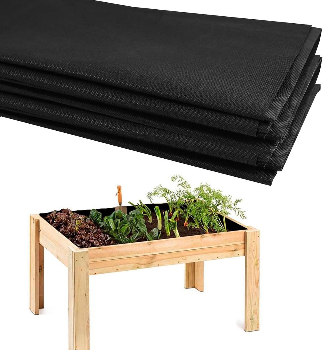 Groentetrog Vliesstof - Plantenbak Inzetstuk - Verhoogde Bedden - Waterdoorlatend Ademend - 2x 160x210cm - Zwart