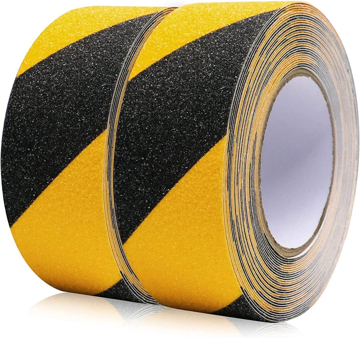 SnelShoppen - Non-slip Strips 2 Rollen 50mm x 10m Zwart/Geel - Niet-slip Tape, Grip Tape voor Trap Treden Binnen en Buiten, Waterdicht en Slijtvast