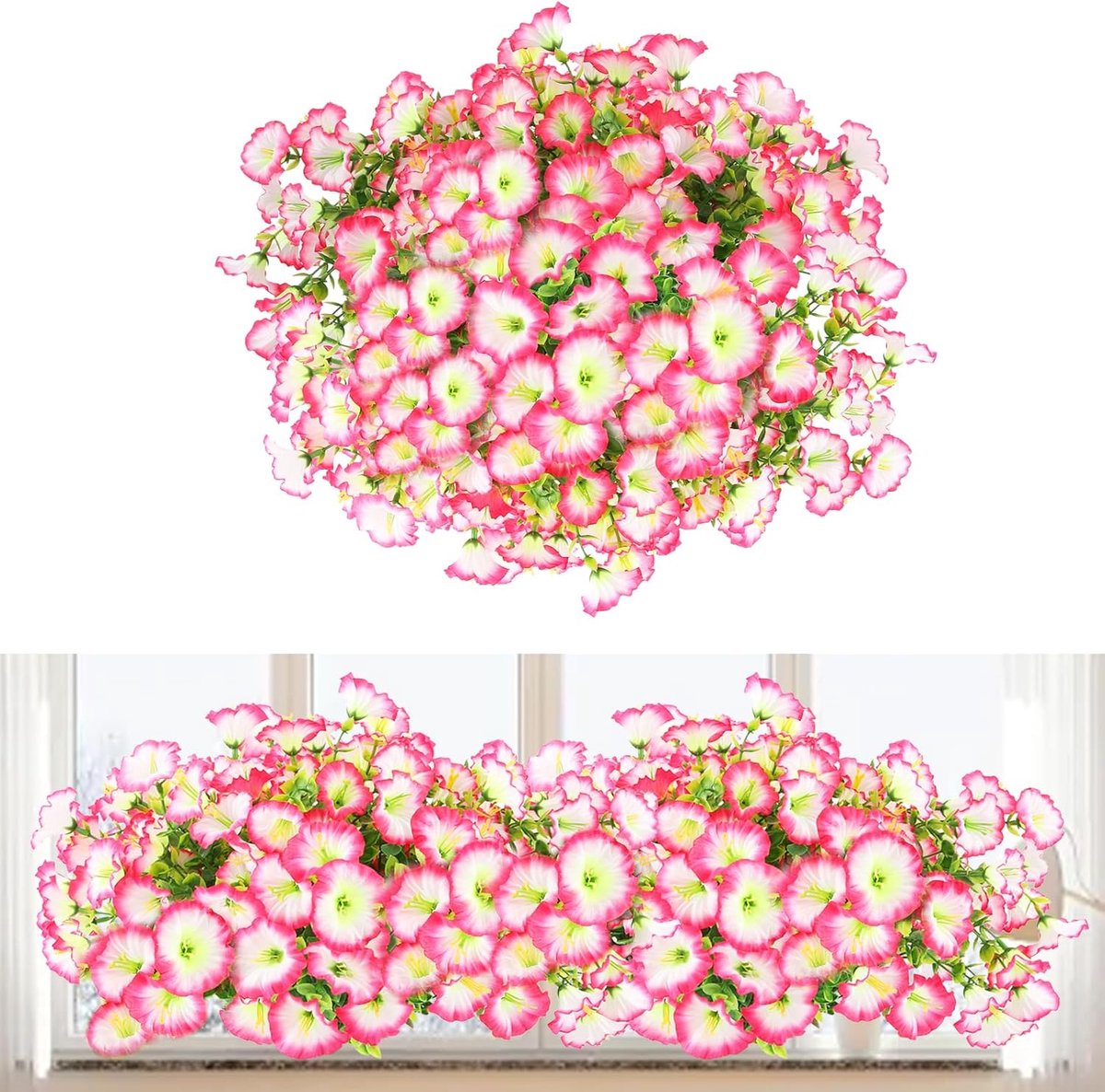 SnelShoppen - 7 Kunstbloemen Rozen voor Buiten, UV Bestendig, 37 cm, Perfect voor Balkon, Tuin en Binnen, Weerbestendige Decoratie, Monochroom Design