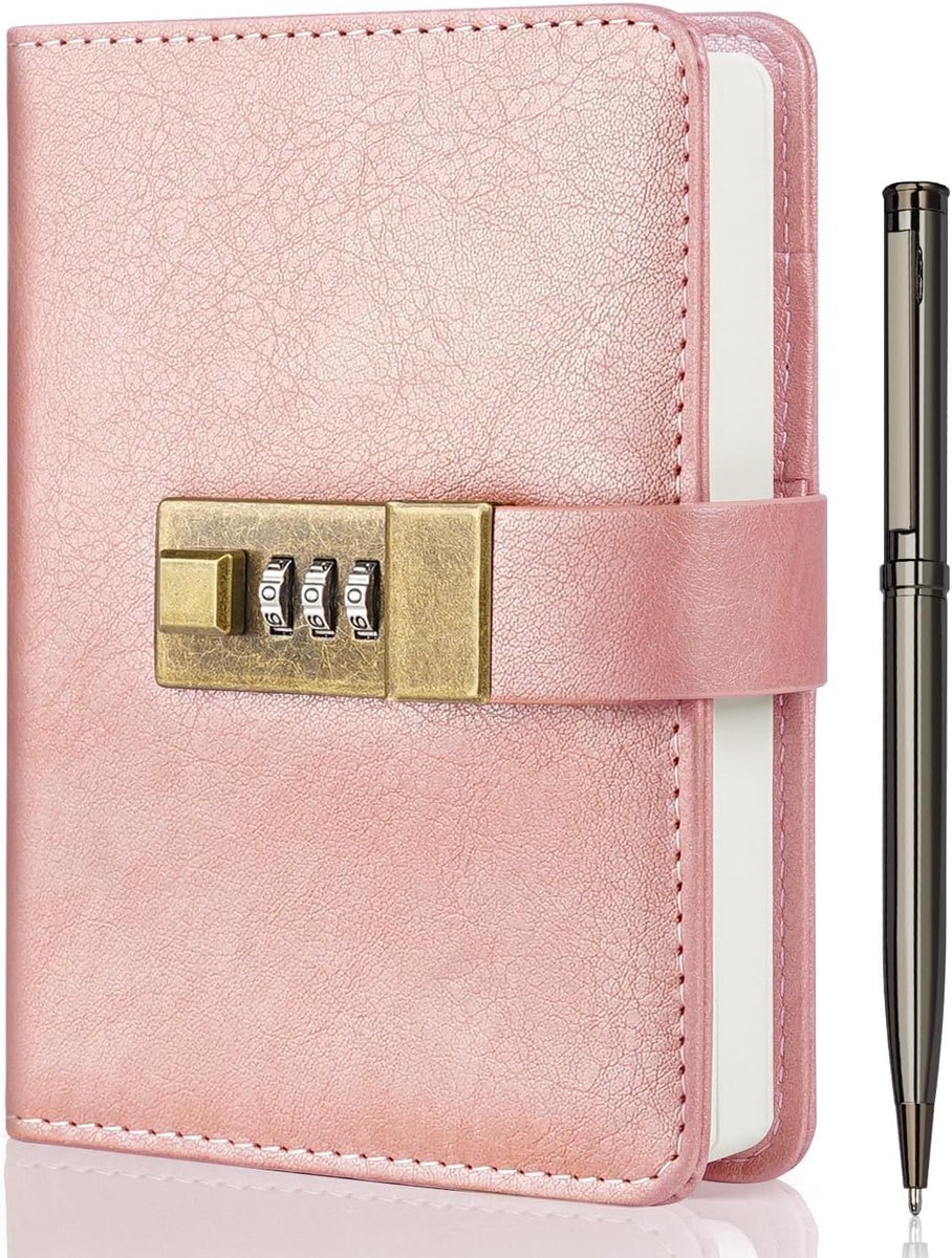 SnelShoppen - Lockable Diary with Password, Rose Gold Journal, 96 Sheets, Perfect for Secrets, Personal Privacy, Men & Women, Gift Box Included - 4.3