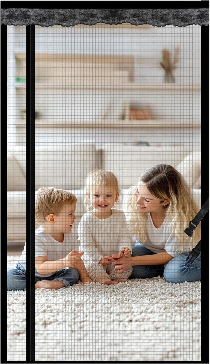 SnelShoppen - Magnetisch Vliegengaas voor Deur 140 x 210 cm - Insectengordijn voor Balkondeur, Terrasdeur, Woonkamerdeur, Muggenbescherming en Vliegen