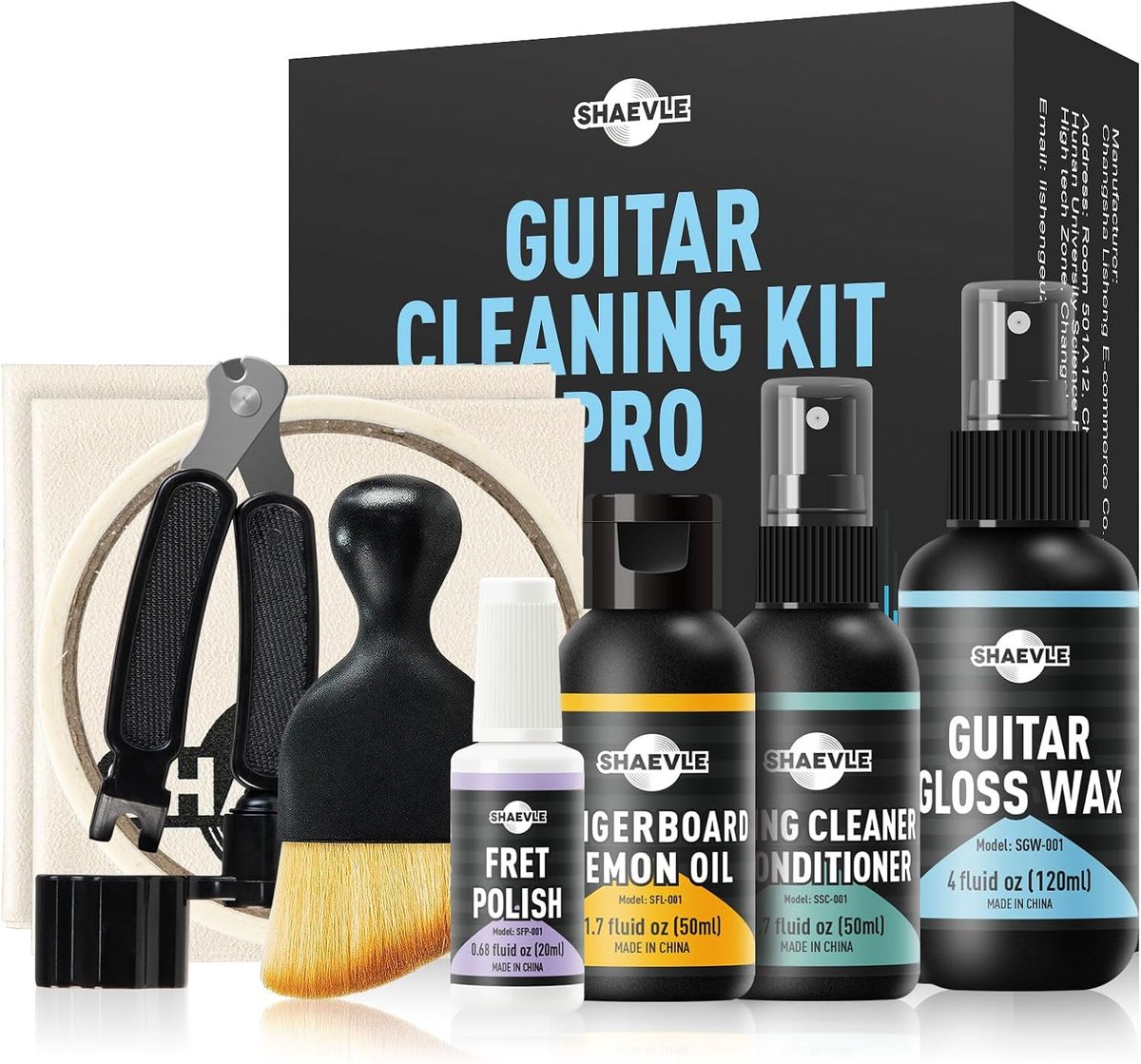 SnelShoppen - Guitar Cleaning Kit - 120ml Gitaar Gloss Wax, 50ml Fretboard Lemon Oil, 20ml Snaren Cleaner Oil, Microfiber Doek en Gereedschap - Profes