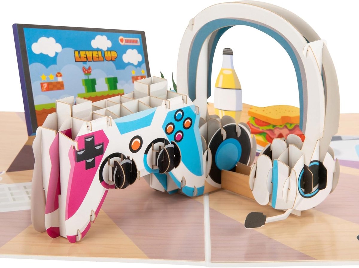 SnelShoppen - Cardology Gaming Pop-up Kaart 3D voor Gamers, Cadeau voor Kinderen en Jongeren, Vaderdag Kaarten, Perfect voor Verjaardagen en Succeswen