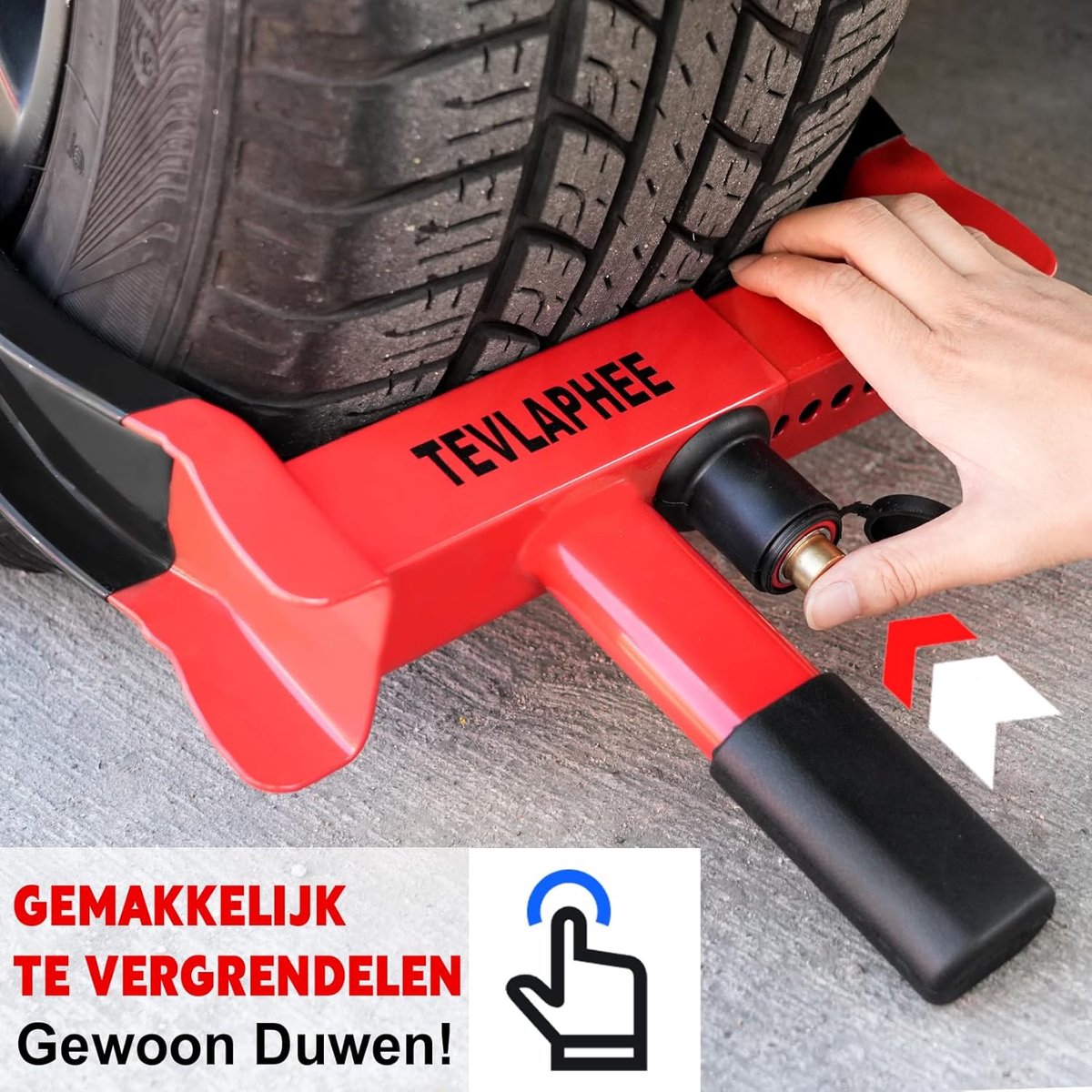 SnelShoppen - Tevlaphee Wielklem Lock - Heavy Duty Anti-Diefstal - Verstelbare Beveiliging voor Auto's, Vans, Motorhomes (Geschikt voor 7-11 Inch Band