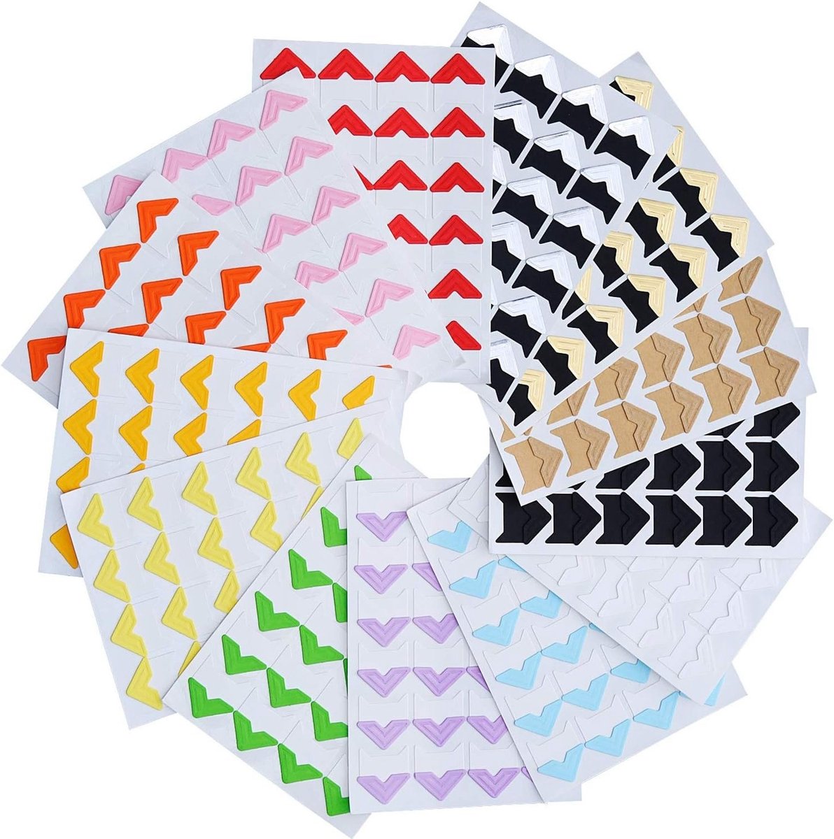 Zelfklevende fotostickers in 13 Kleuren voor Fotoalbums en Scrapbooks - 312 Stuks