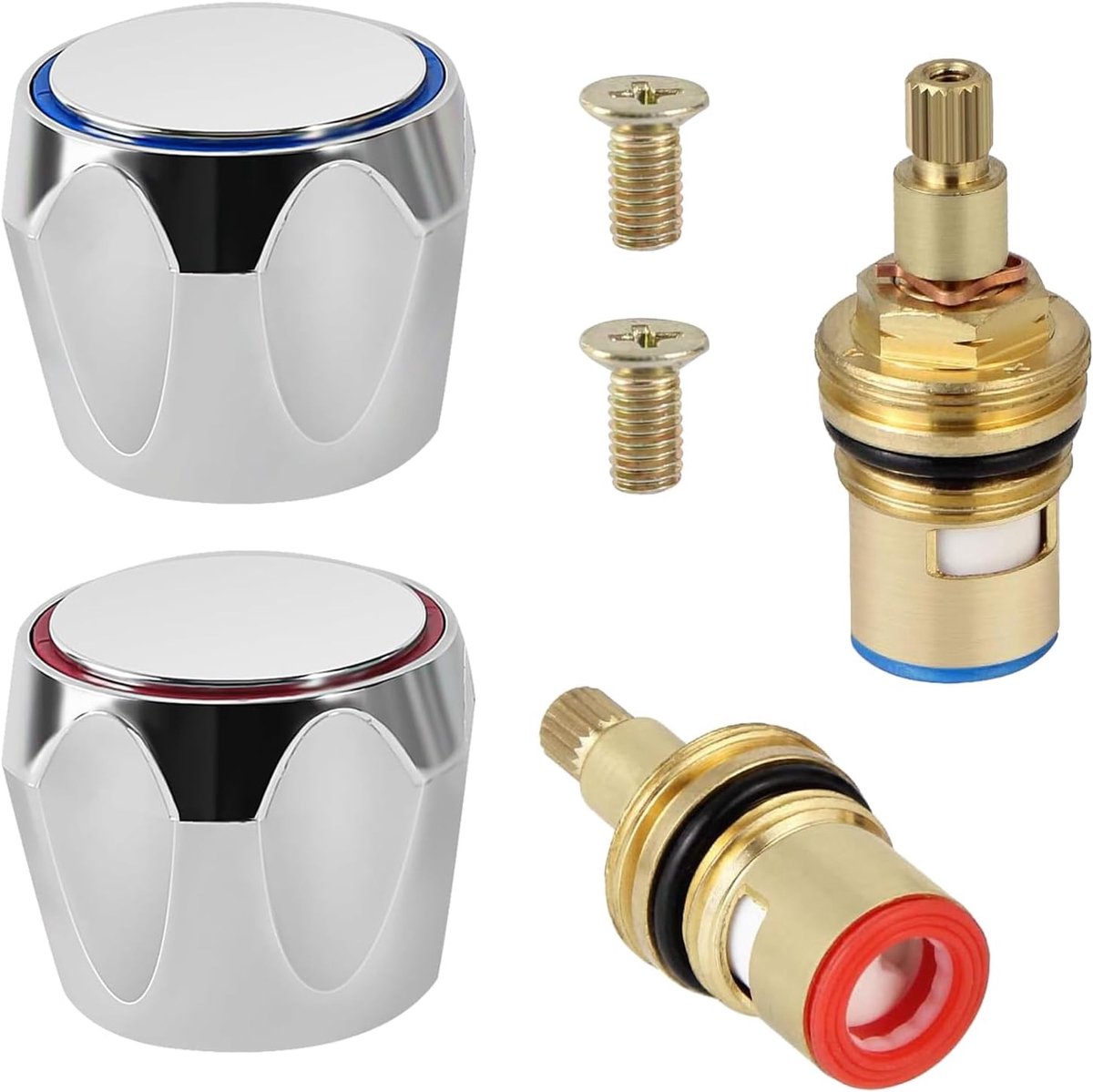 SnelShoppen - 2 Stuks Kraanonderdelen Tapklep, 1/2" 20 Tanden Waterkraan Keramische Messing Disc Vervangingsonderdelen voor Badkamer en Keuken
