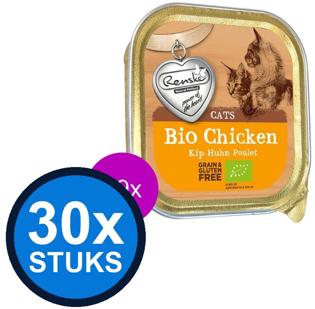 Renske Renske - Vers alu kat graanvrij kip biologisch 85gr - Kattenvoer Natvoer - 85 g