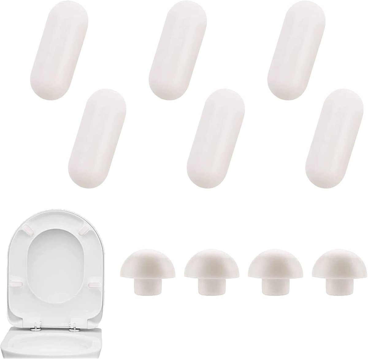 SnelShoppen - 10 Stuks Toilet Stoppers, Bumpers voor Toiletzitting, Toilet Seat Buffers, Duurzaam LDPE & EVA, Ideaal voor Thuis en Hotel