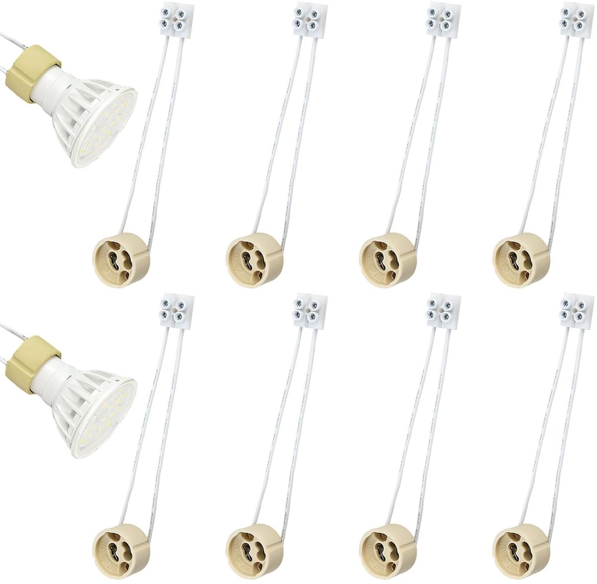 SnelShoppen - Ceramic GU10 Lamp Fitting met Siliconen Draden, Hittebestendig, Eenvoudige Installatie, Veilig Aansluitsysteem voor Spotlights