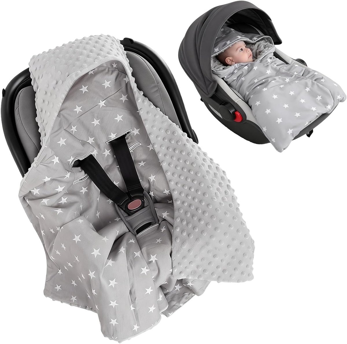 Multifunctionele Babydeken 90 x 90 cm, Perfect voor Autostoel, Draagzak en Kinderwagen, 100% Katoen, Ideaal als Baby Gift