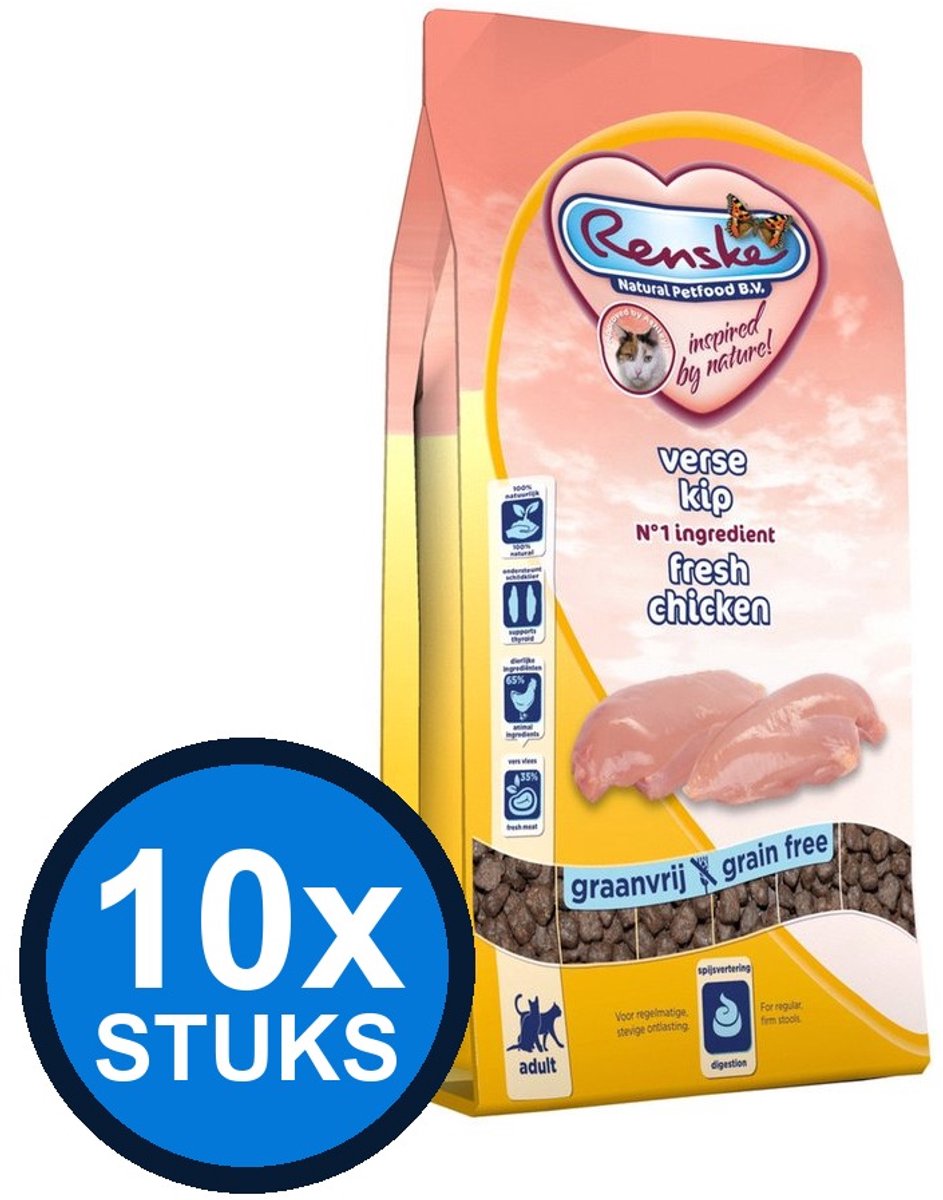 16x Renske - Super Premium droog kat adult kip 400gr - Kattenvoer - 400 g