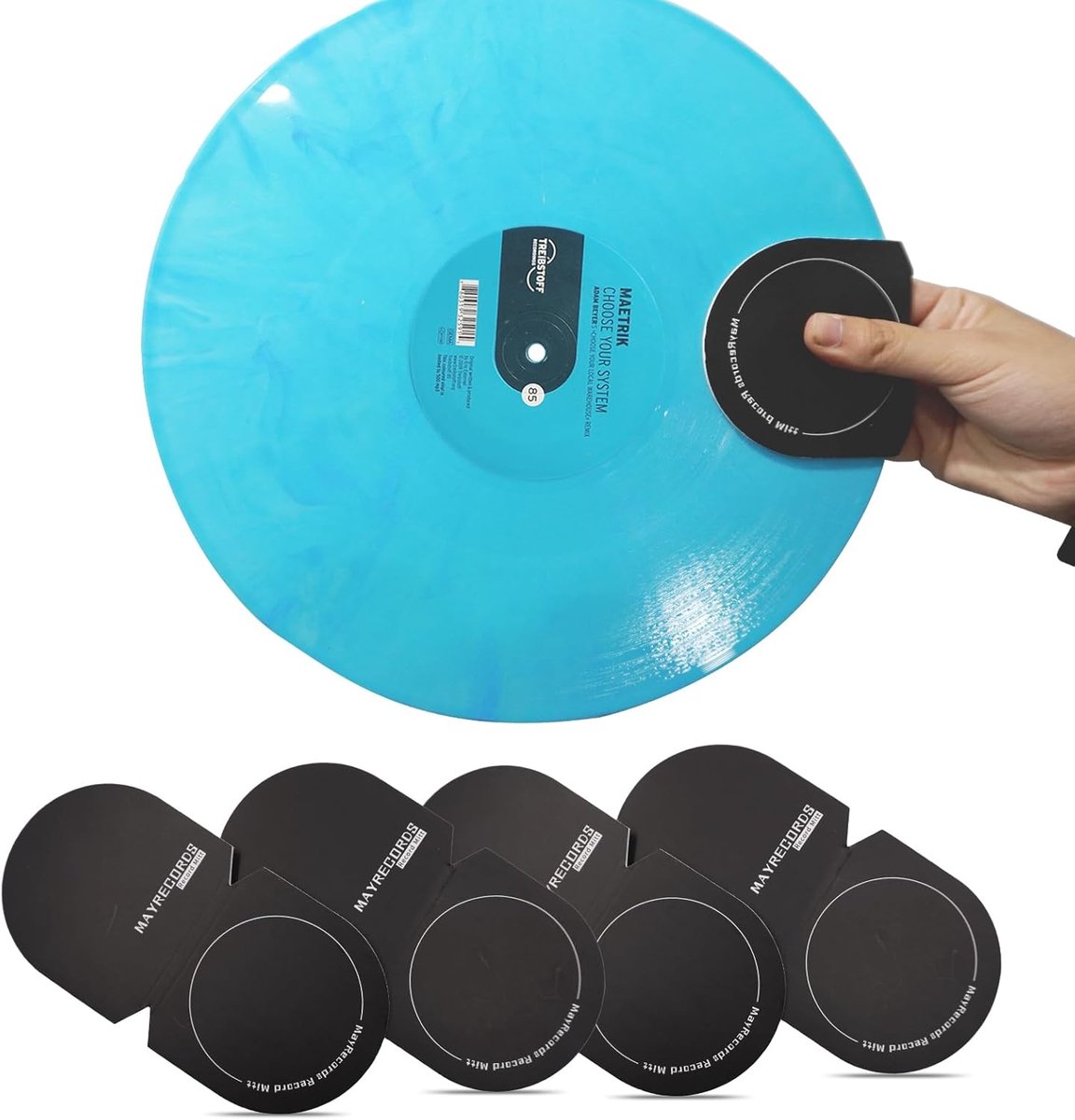 SnelShoppen - 4PCS Record Mitt LP Handler Antistatische Miiten & Gripper Vinylreiniger en Bescherming Microfiber - Turntable Accessoires (Zwart)