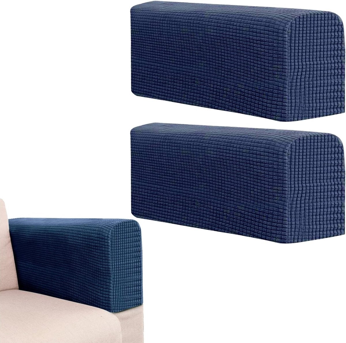 Set van 2 Antislip Armleuninghoezen voor Banken en Fauteuils, Zachte Meubelbeschermers van Rekbare Stof in Marineblauw, Perfecte Bescherming en Stijl voor Uw Meubels