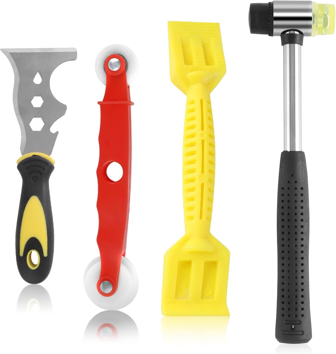 SnelShoppen - Window Glazing Tool Set - 4-delige Glazentools met 13-in-1 Multifunctioneel Mes, Chisel, Plastic Hamer, Glazuur Foam voor Glazuren, Defg
