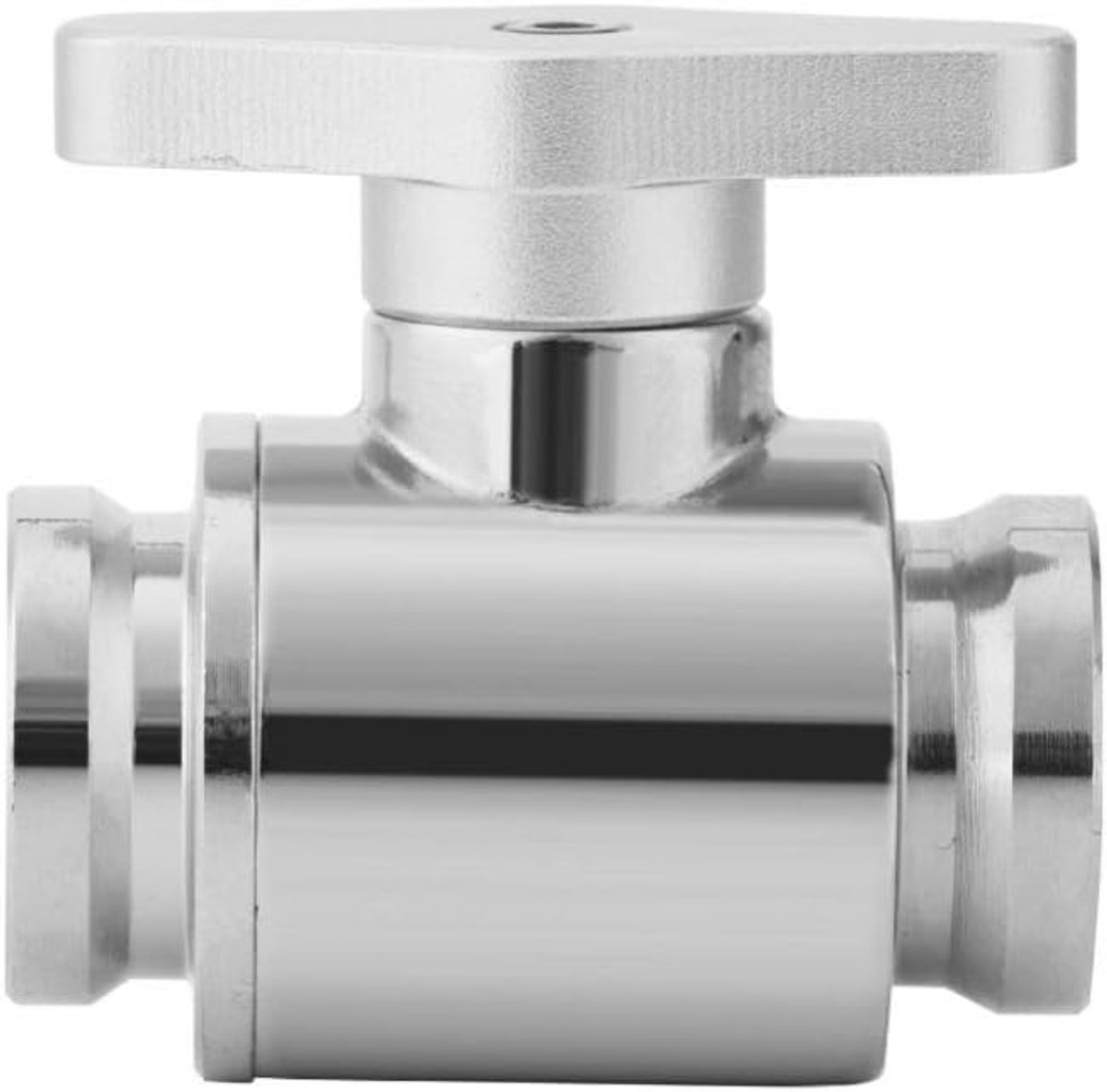 SnelShoppen - G1/4 Water Valve voor PC Waterkoeling - Hoge Kwaliteit Messing, Verchroomd, Met Handvat, Veilig en Betrouwbaar, Zilver/Zwart
