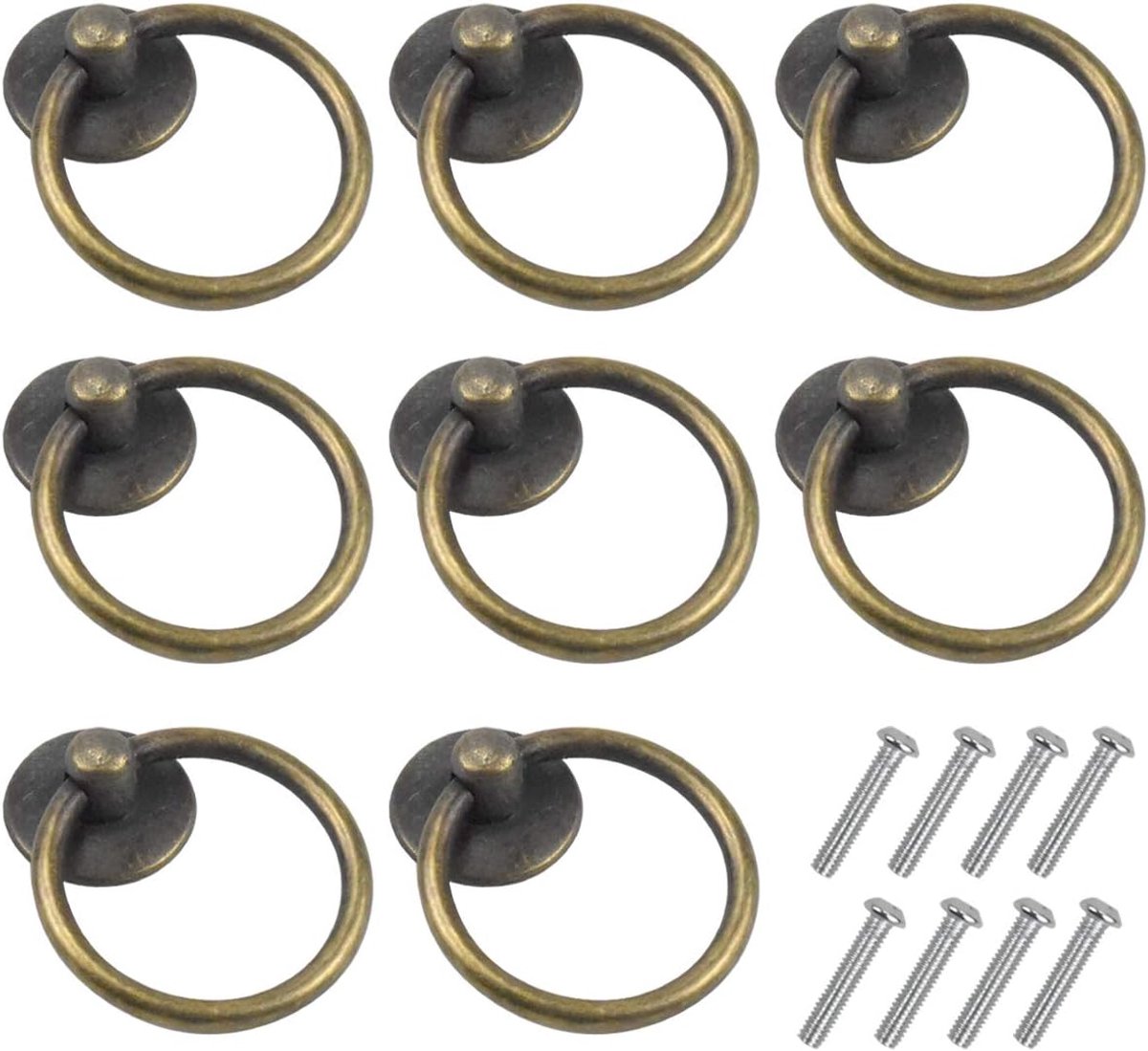 SnelShoppen - Pack van 8 Ring Deurgrepen voor Meubels, Duurzame Metaal Handgrepen in Brons voor Laden, Deuren en Meubeldecoraties met Schroeven