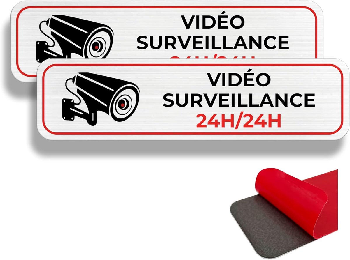 SnelShoppen - Camera en Privé Eigendom Waarschuwingsbord 19x5 cm, Veiligheidsalarm, Binnen en Buiten, Aluminium met Sticker - Video Bewaking