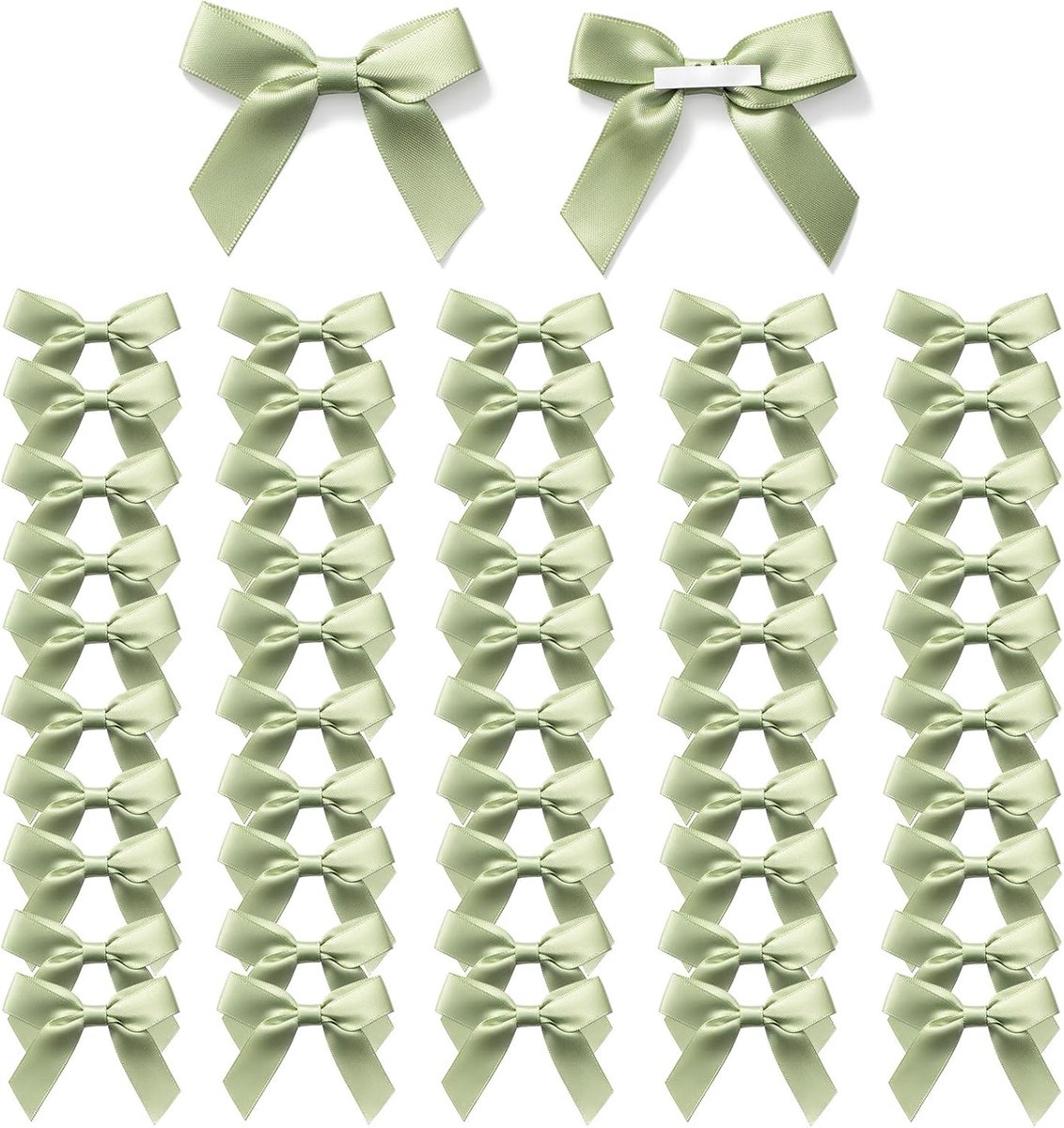 SnelShoppen - 50 Stuks Zelfklevende Groene Cadeaubogen - Handgemaakte Satijnen Bogen 6.5cm - Perfect voor Verjaardagen, Bruiloften en Kerstdecoratie