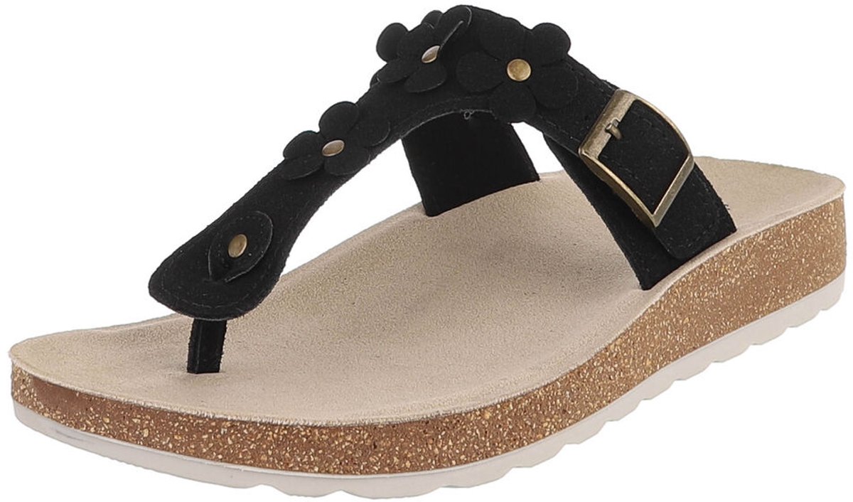 Teenslippers - Bloemdetails en gesp - Dames Mt:38
