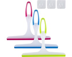 SnelShoppen - 3 Stuks Douche Wipers met 3 Hechthaken, Ergonomische Trekkers voor Glas, Badkamer en Raam, Duurzaam PP en TPR, Ideaal voor Schoonmaken e