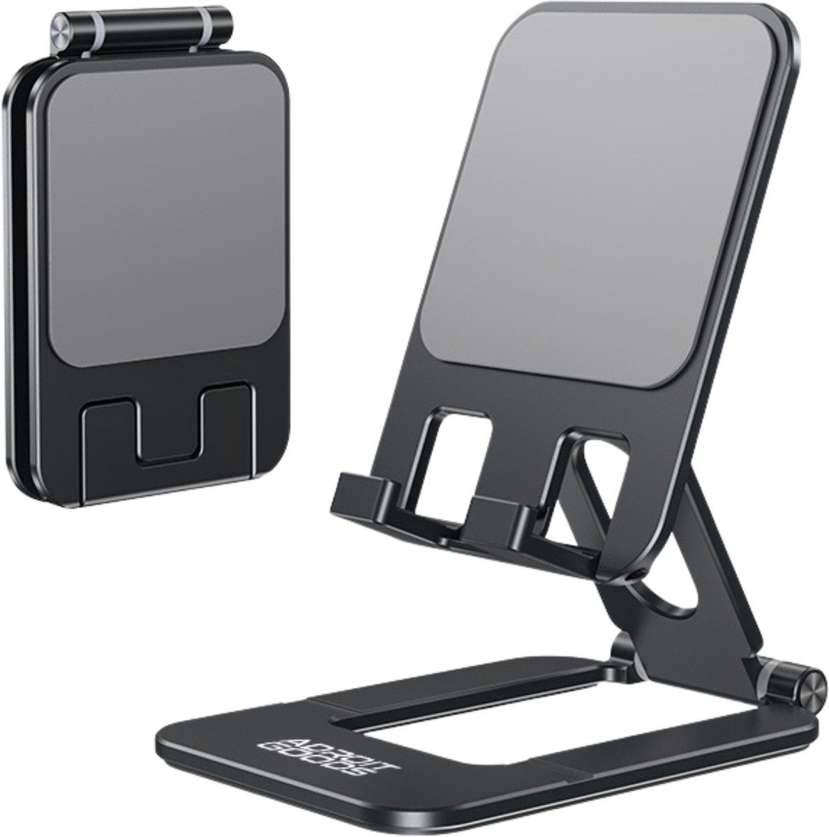 AdroitGoods Opvouwbare Telefoon Standaard Metaal 360° Verstelbaar Compact Smartphone Houder Bureau Tablet Stand Universeel Draagbaar Design - Donker grijs