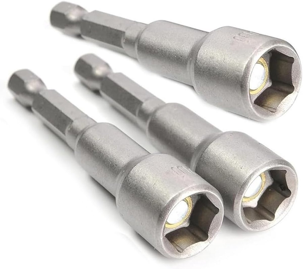 Set van 3 Stuks 8 mm Steeksleutel met Magnetische 1/4 Inch Hex Boor, Inclusief Moerbits voor Boormachines en Impactsleutel Adapter