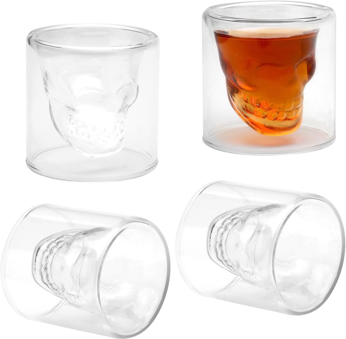Set van 4 Skulls Shotglazen - Grappige Tequila Glazen voor Drankjes - Perfect voor Feestjes en Verjaardagen (75ML)