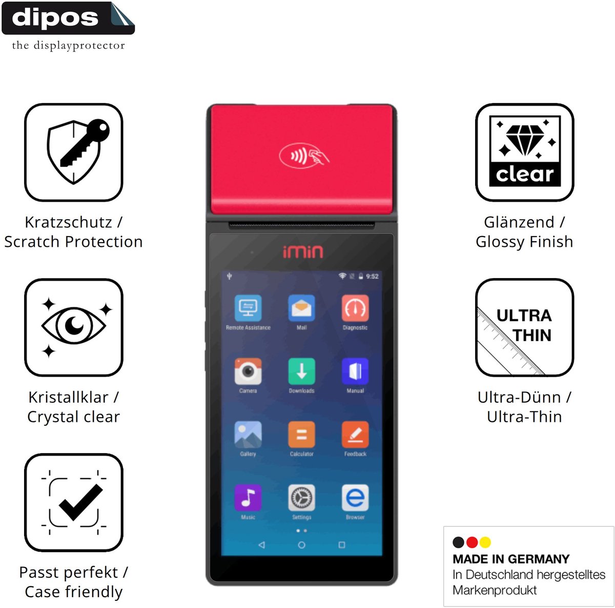 dipos – 4x Beschermfolie geschikt voor IMIN M2 / M2 Pro | Krasbestendige & heldere Screenprotector Ultra-Thin