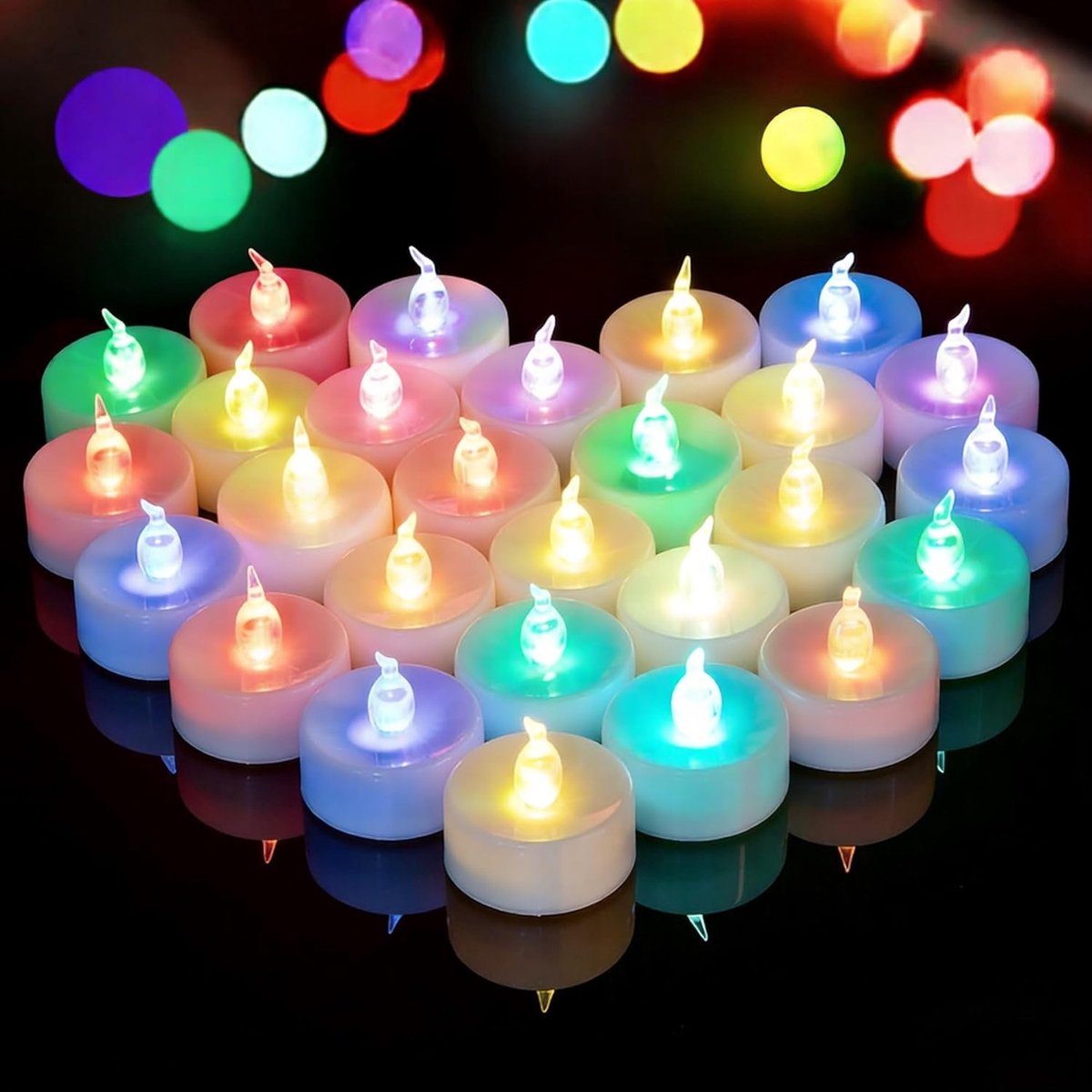 SnelShoppen - 24 Stuks LED Theelichten met Langzame Kleurovergang, Flameless Votive Kaarsen voor Feest, Bruiloft, Kerst en Meditatie