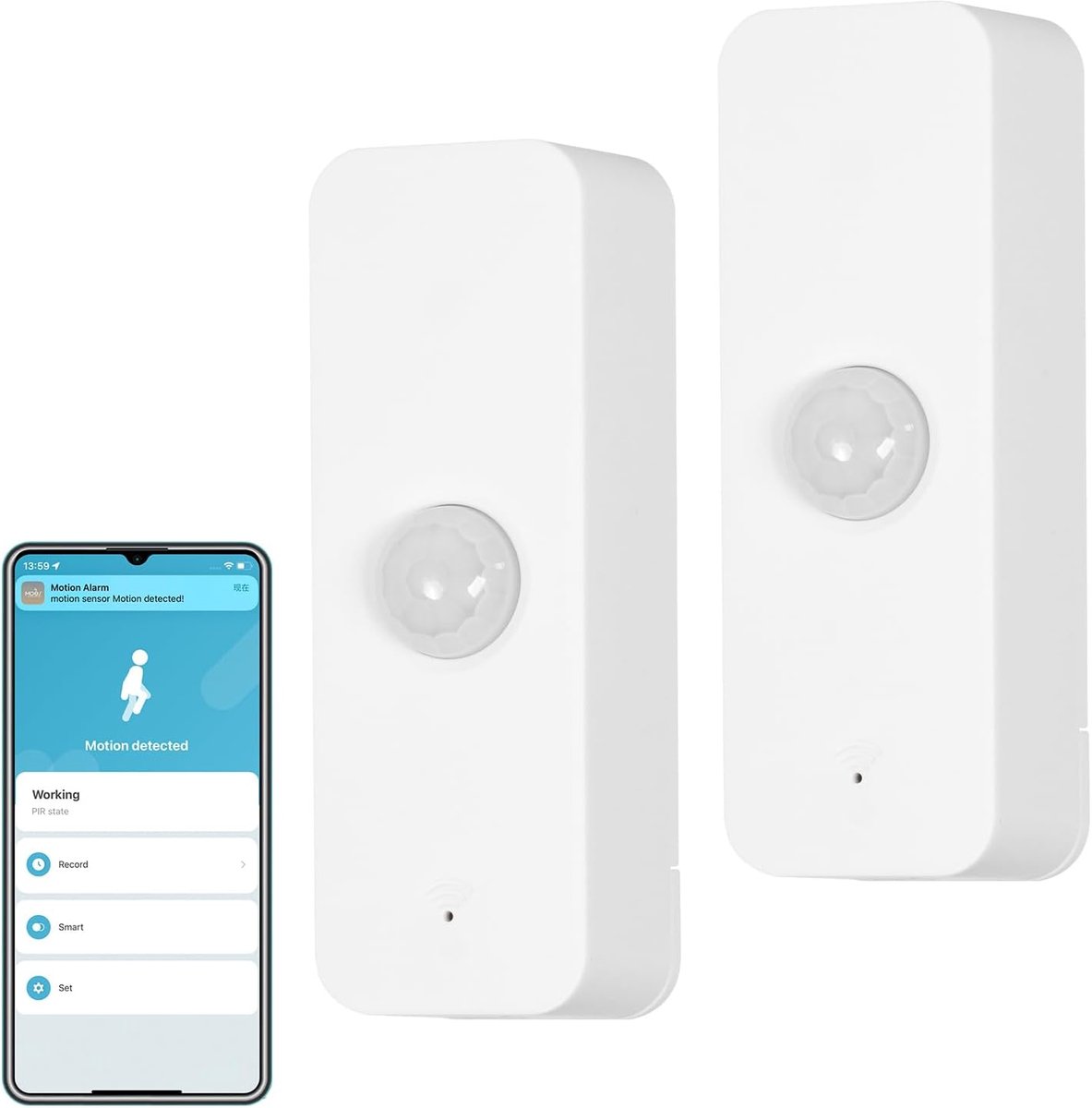 SnelShoppen - WiFi Bewegingssensor - Draadloze Bewegingssensor voor Slimme Huisbeveiliging, Geen Hub Nodig, Compatibel met Smart Life/Tuya App, Set va