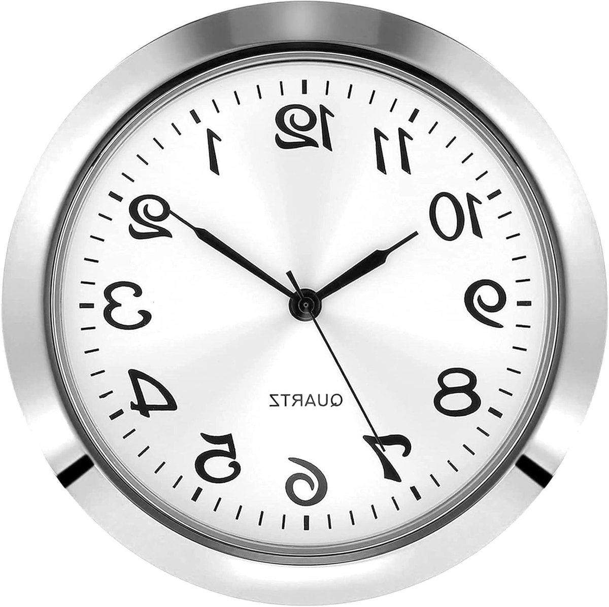 Quartz klokinzet van 55 mm met metalen behuizing van zinklegering, Arabische cijfers en witte wijzerplaat