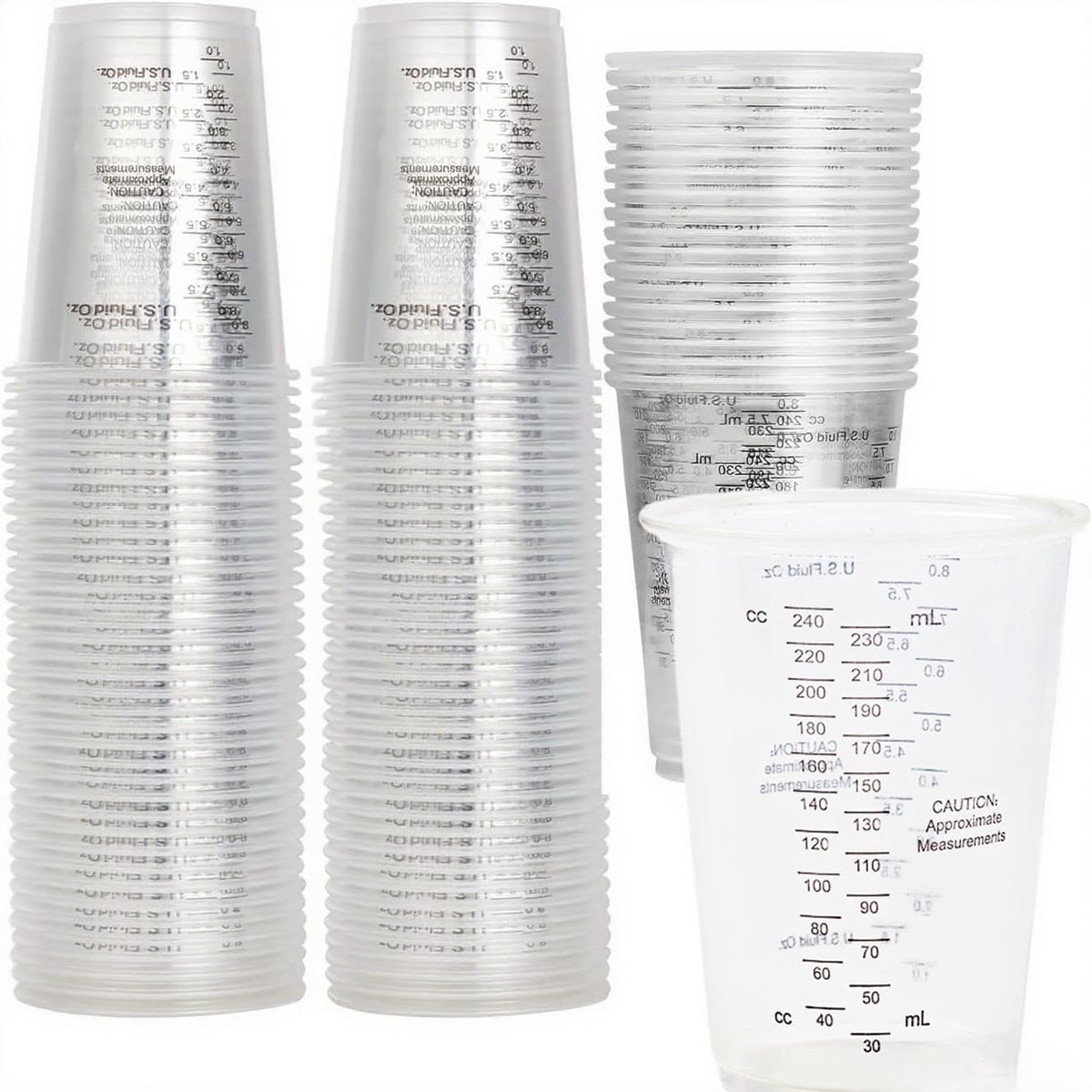 SnelShoppen - Epoxy Resin Mengbeker Set - Transparante Maatbeker 240 ml - Herbruikbare Verf Mengcups met Schaal - Ideaal voor Vloeistoffen, Verf, Pigm
