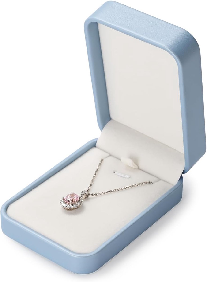 SnelShoppen - Necklaces Storage Organizer - Luxe Jewelry Box voor Pendant Necklaces - Hoogwaardige Leder en Velvet - Compact 7x10.3 cm - Perfect als V