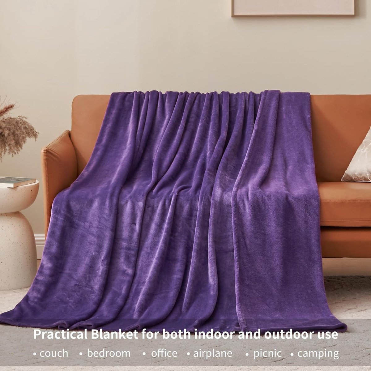 SnelShoppen - Fleece Deken 150 x 200 cm - Extra Zacht & Warm Flanel - Microfiber Sofa Dekentje - Paarse Kleur - Ideaal voor Thuis, Camping, en Feestje