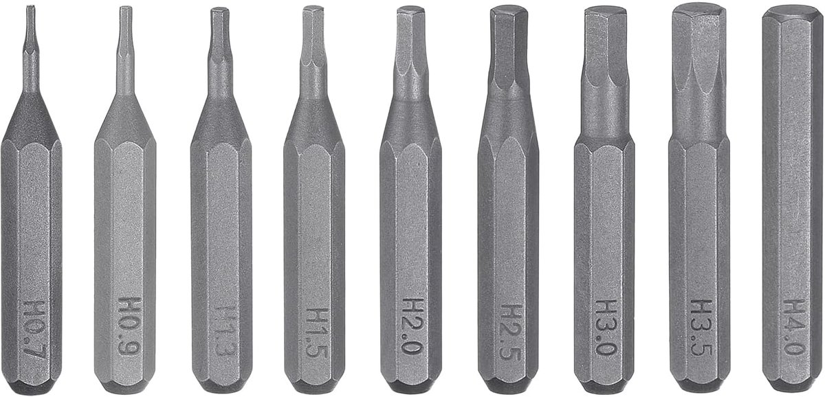 SnelShoppen - 9-delige H0.7 H4.0 Hex Schroevendraaier Bit Set - Magnetische 4mm Hex Shank Bits - S2 Staal voor Elektrische en Accuschroevendraaier - P