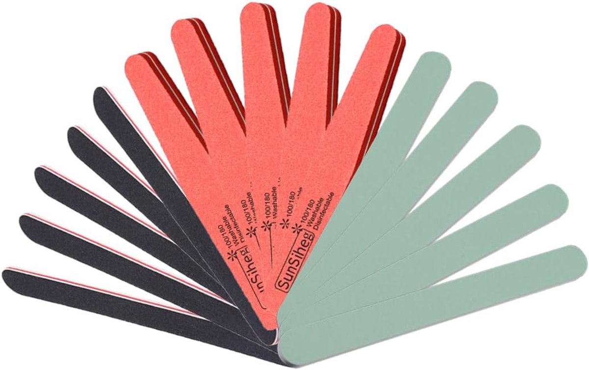 SnelShoppen - 15-delige Nagelvijl en Buffer Set - 5x 600/3000 Zachte Nagelvijl, 5x Emory Boards Nagelvijlen, 5x Dubbelzijdige 100/180 Grit Nagelbuffer