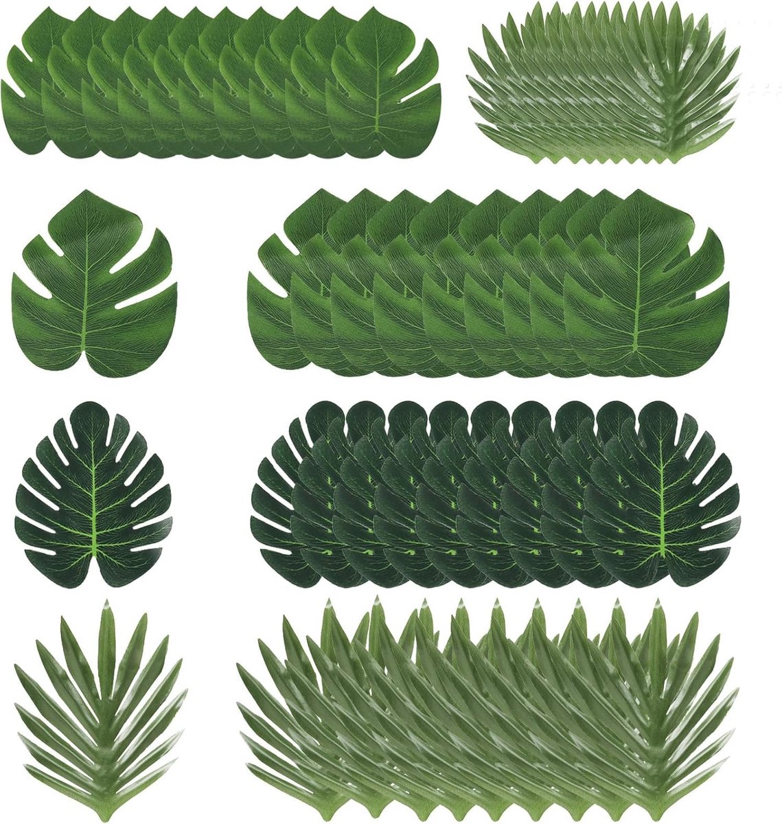 SnelShoppen - 50 Stuks Kunststof Palmbladeren Tropische Decoratie Monstera Bladeren voor Jungle Decoratie, Verjaardag, Strand, Trouwerijen, Zomerfeest