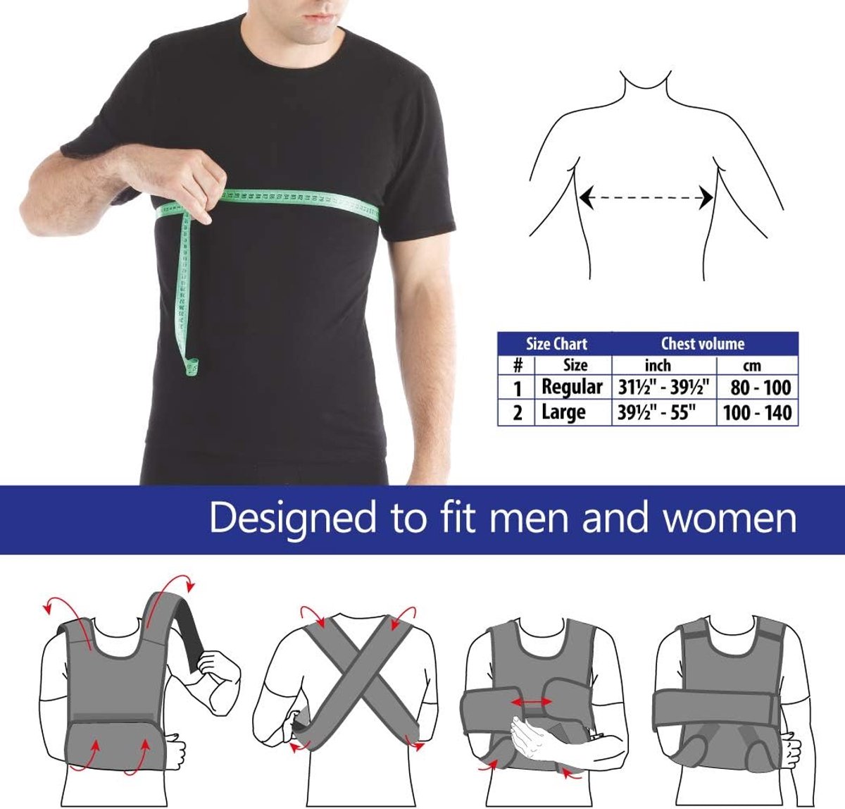 SnelShoppen - Arm Sling Schouder Immobilizer Volledig Verstelbaar met Elleboogsteun | Comfortabel, Ademend en Lichtgewicht | Snelle Hersteloplossing v