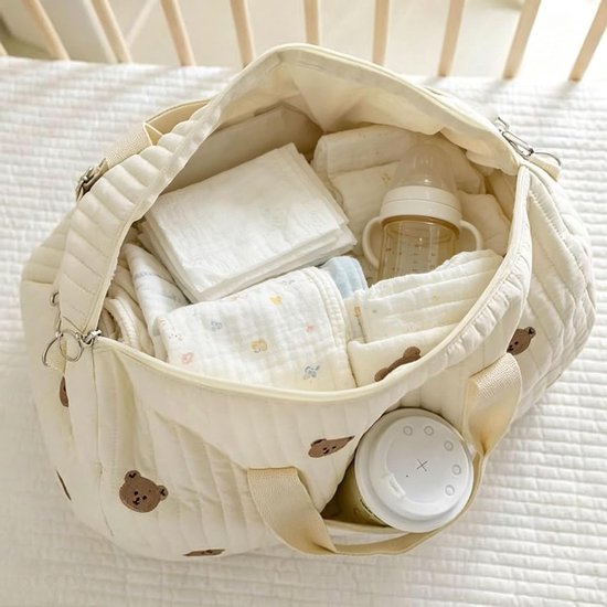 Luiertas - Grote capaciteit - Opbergtas - Draagbare babytas - Beige — afbeelding 2