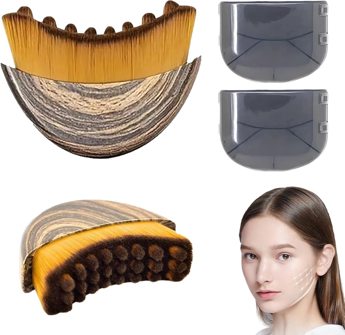 SnelShoppen - 2pcs Gezichtsborstel, Lymfedrainage Massageborstel, Ultra-Zachte Huidvriendelijke Borstels voor Gezicht, Kin en Kaaklijn Sculpting