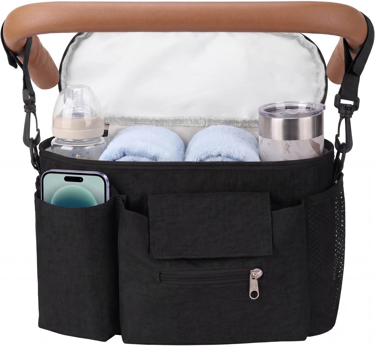 SnelShoppen - Kinderwagen-organizer, Universele Waterdichte Kinderwagentas met Ergonomische Schouderriem, Buggy-Organizer voor Luiers, Mobiele Telefoo
