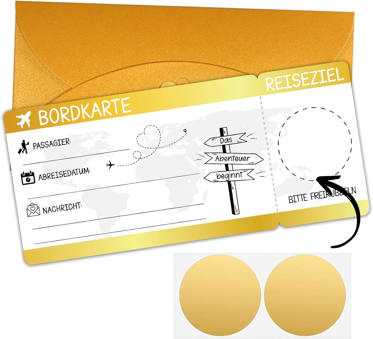 SnelShoppen - JOYEASE Reis Voucher Cadeauverpakking met Kraskaarten - Scratch Cards om Zelf te Schrijven - Verjaardagskaart, Wens Voucher Vliegticket