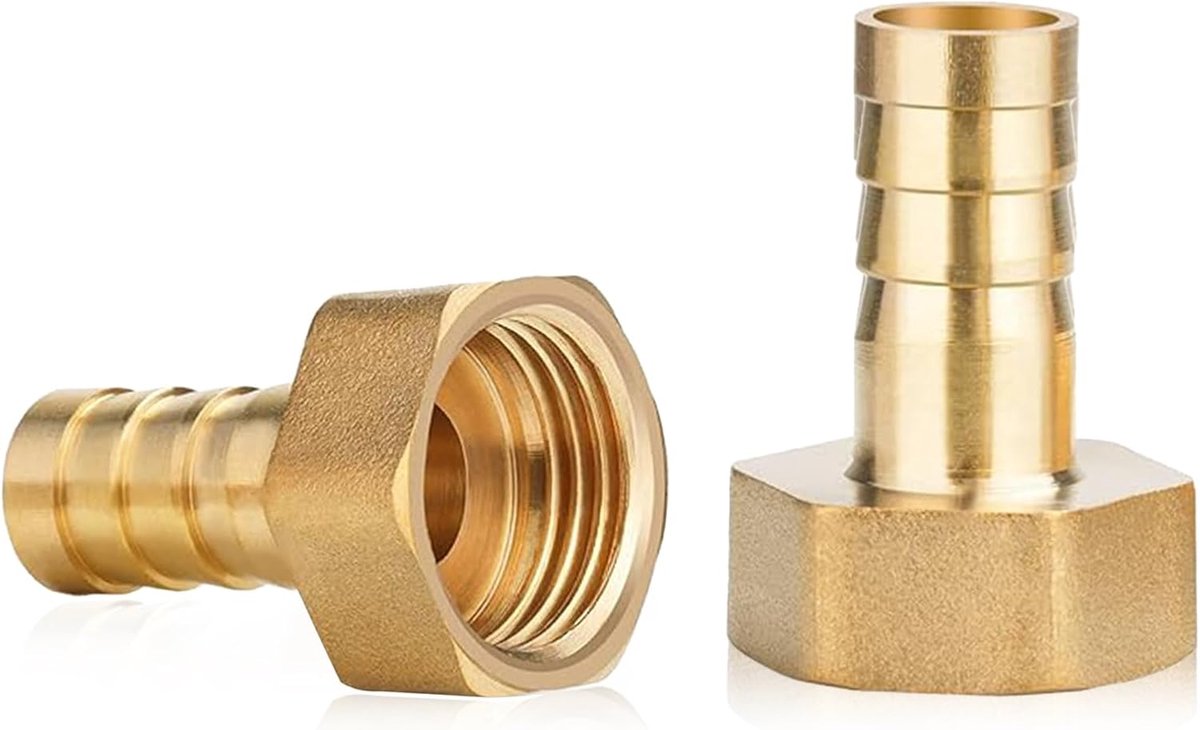 SnelShoppen - 2 stuks 1/2 inch Messing Tuinslang Adapter, 10mm Slang Connector, Slanguitgang, G1/2 Vrouwelijke Draad Tube Adapter voor Tuin en Klussen