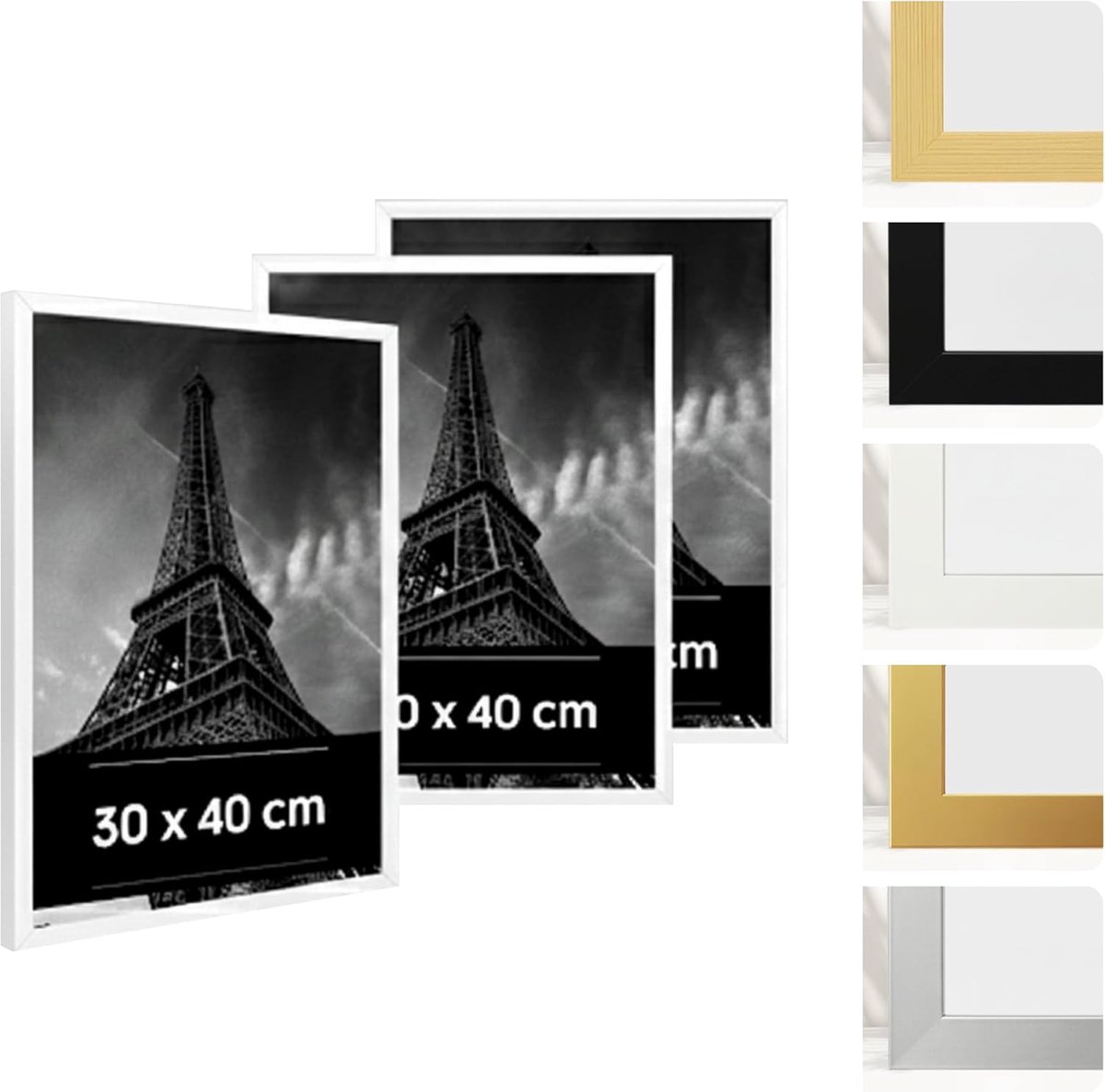 SnelShoppen - Set van 3 Wit 30x40cm Plastic Fotolijsten - Schokbestendige Acryl Glazen Foto Frames voor Muren en Tafels - Modern Fotolijstje voor Thui
