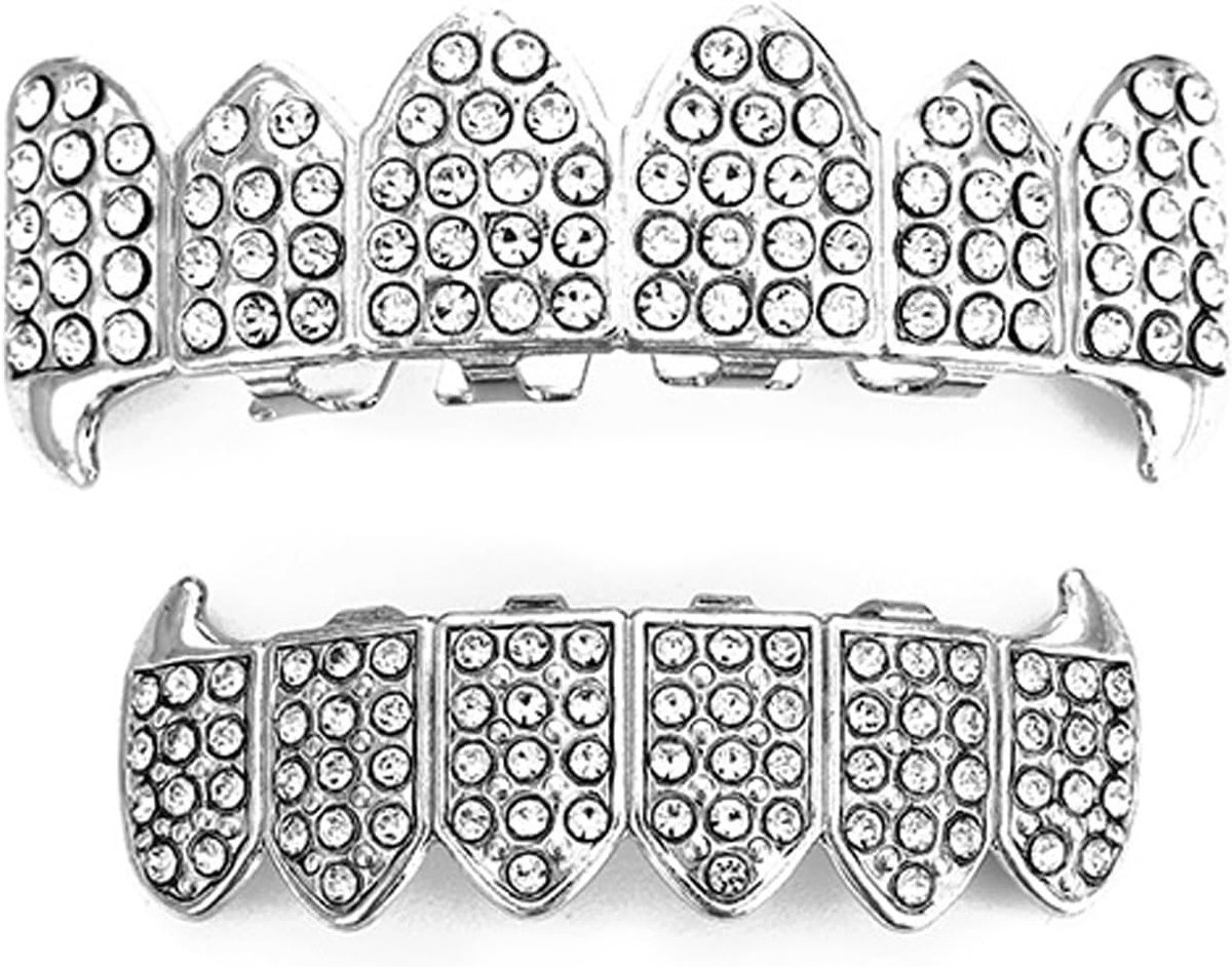 Gouden en Zilveren Hip Hop Grill Set met Silicone Mallen voor Festivals, Halloween en Cosplay Decoratie