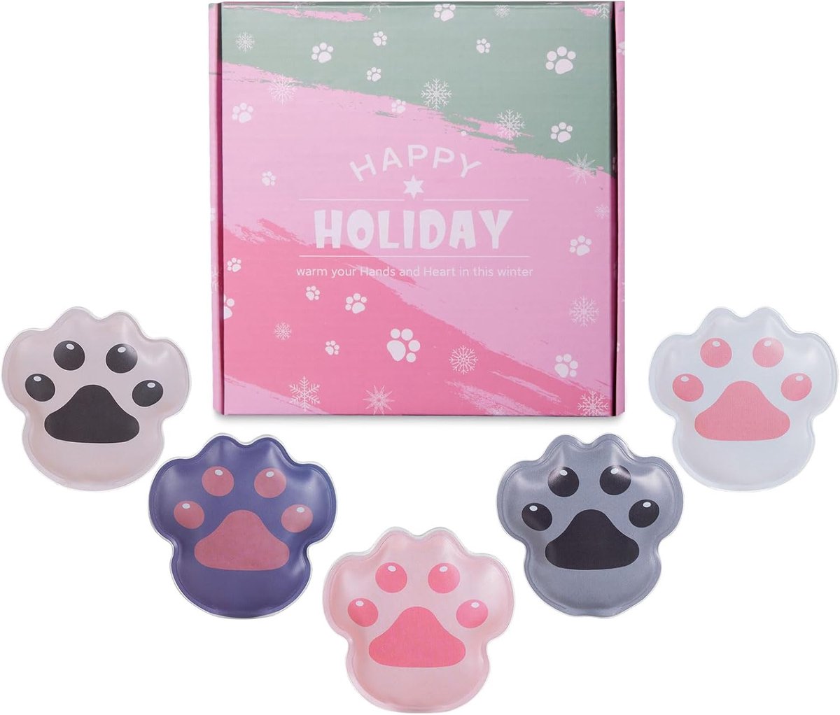 SnelShoppen - 5x Herbruikbare Handwarmers Set - Klik Instant Warmtezakken - Kleur: Wit, Grijs, Roze, Beige, Paars - Ideaal voor Winter, Kinderen, Vrou