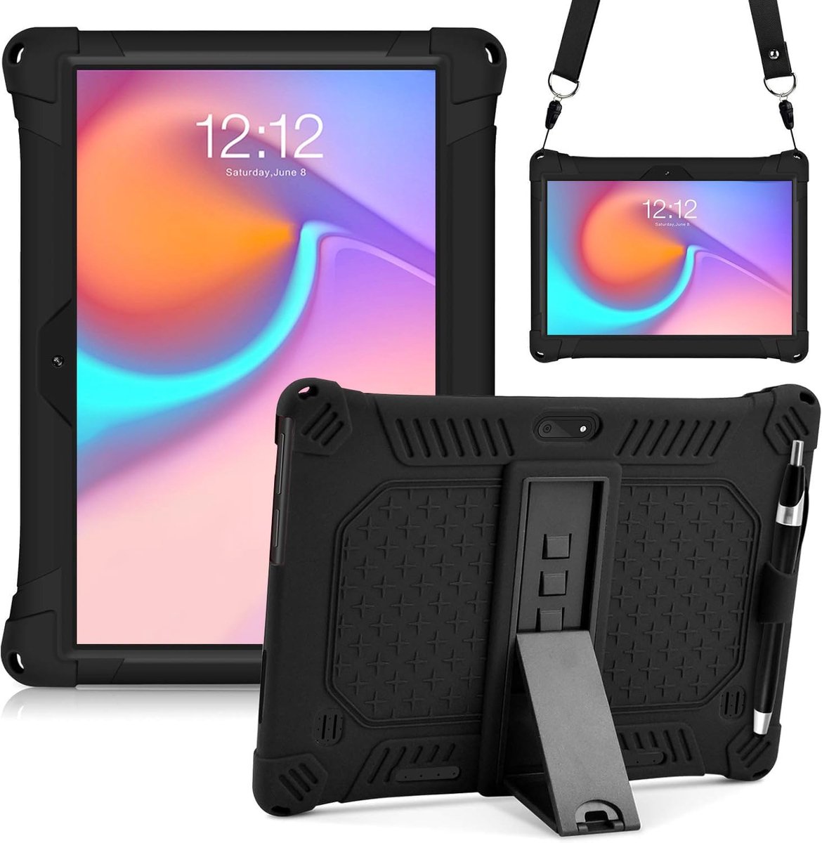 SnelShoppen - Universele Silicone Hoes voor 10 Inch Tablet - Bescherming met Pen en Schouderband - Geschikt voor Kinderen en Volwassenen - Ultra Dun e