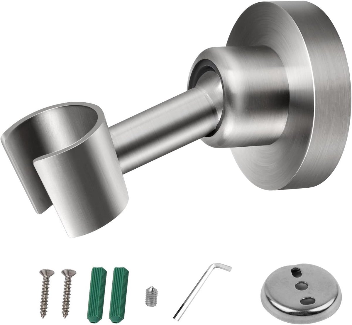 SnelShoppen - Hand Shower Holder RVS, Sferische Swivel Shower Head Holder van 304 Roestvrijstaal, Verstelbare Doucheslang Houder met Schroeven voor Ba