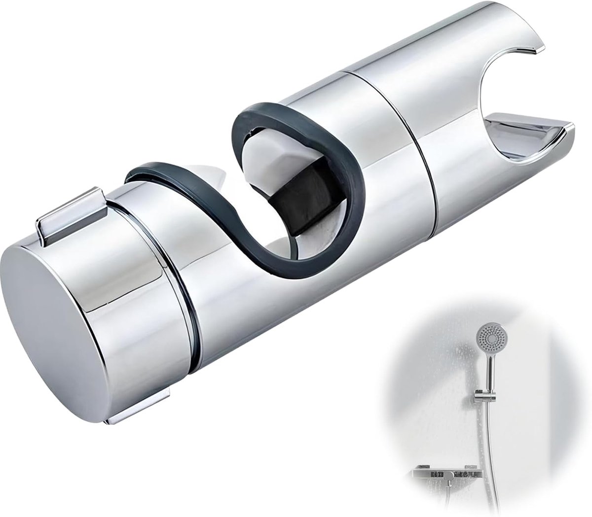 SnelShoppen - Universele Handdouche Houder voor Douchebuis 19-22 mm Ø, Verstelbare en 360° Rotatable Douchekop Houder zonder Boren, Ideaal voor Badkam